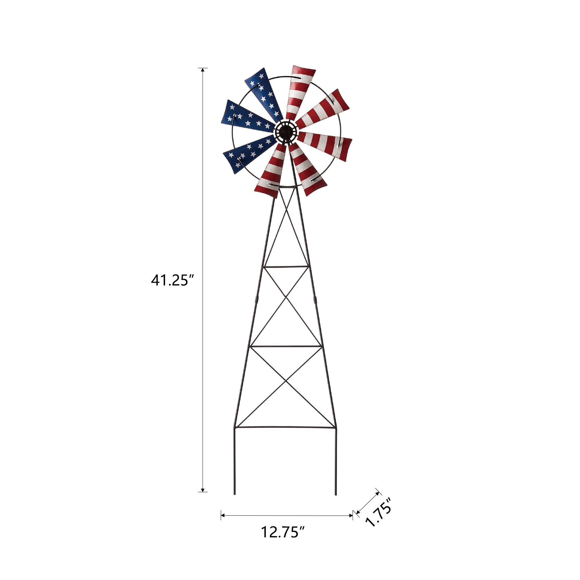 Glitzhome® 41" Stars & Stripes Metal Wind Spinner Yard Stake